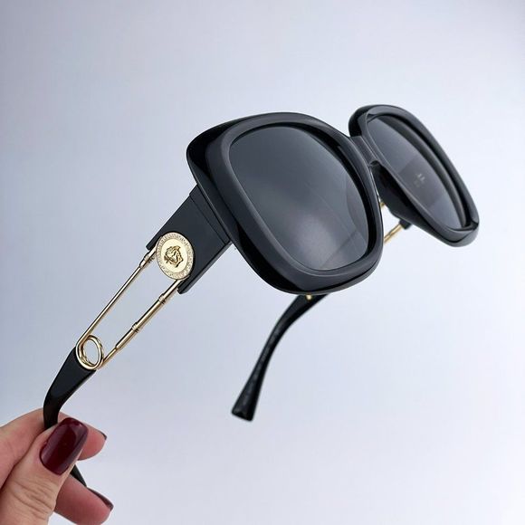 Versace VE4411 GB1/87 Sunglasses Black Grey Square Women main image 4